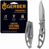 Gerber Paraframe I knife with open clip showcases lightweight portability for everyday carry.