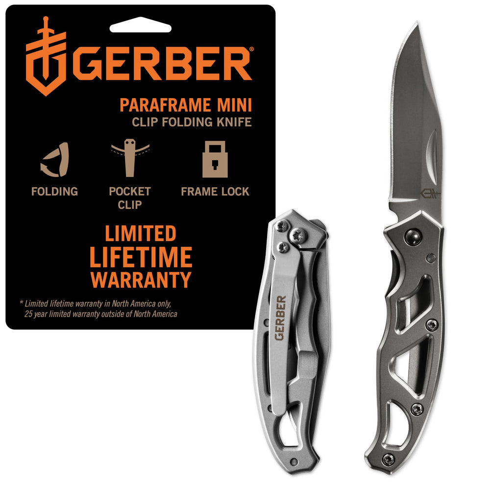 Gerber Paraframe Mini with clip-point blade ideal for everyday carry and quick access.