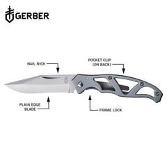 Frame-lock handle on Gerber Paraframe Mini provides secure grip during use.