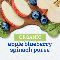 Gerber Stage 2 Apple Blueberry Spinach Puree Pouch blends fruit and veggie flavors