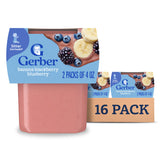 Gerber Stage 2 banana-blackberry-blueberry puree tub, ideal for on-the-go feeding.