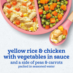 Gerber Toddler Yellow Rice & Chicken with vegetables and sauce visible in tray