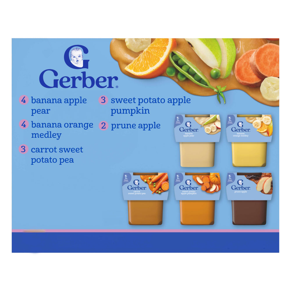 Gerber WonderFoods banana orange medley tub for easy on-the-go feeding.