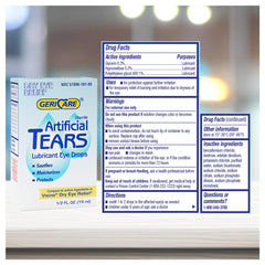 GeriCare artificial tears bottle front view shows portable relief on the go.