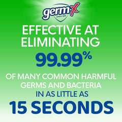 Close-up of Germ-X label highlighting Aloe and Vitamin E.