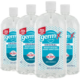 Germ-X Original 32 oz bottle pour shows clear gel with Vitamin E for moisturized hands
