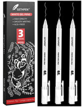 GETHPEN 0.6mm white gel pen on dark paper for crisp highlights.