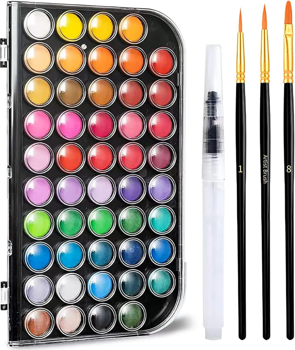 GETHPEN watercolor paint set with 48 colors in a portable case for travel sketches.