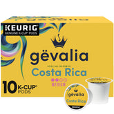 Gevalia Costa Rica Special Reserve box displays single-origin beans for a balanced morning brew