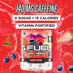 G Fuel Fruit Punch scoop shows easy, precise servings for steady focus.