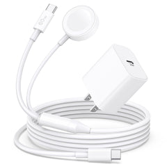 GGFim upgraded 2-in-1 watch charger with 6ft cable for convenient iPhone and iWatch charging.