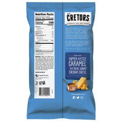 G.H. Cretors popcorn close-up cheddar texture with caramel glaze.