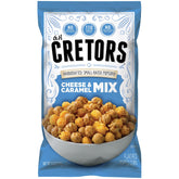 G.H. Cretors Cheese & Caramel Popcorn 6-pack front view, ideal for sharing.
