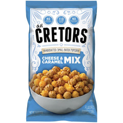 G.H. Cretors Cheese & Caramel Popcorn 6-pack front view, ideal for sharing.
