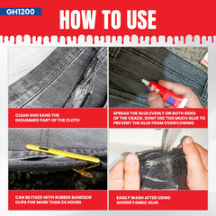 GH1200 Fabric Glue used on patches and embellishments for garments.