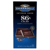 Ghirardelli Intense Dark 86% foil-wrapped bar, perfect for gifting or savoring at home.
