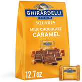 Ghirardelli Milk Chocolate Caramel Squares bag shown for sharing and gifting