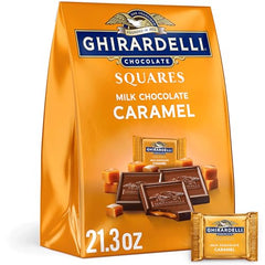 Ghirardelli milk chocolate caramel squares wrapped for sharing or gifting