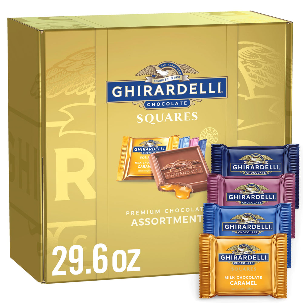 Ghirardelli premium chocolate assortment gift box exterior for Easter gifting and sharing.