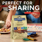 Ghirardelli Premium Squares bag front, ideal for gifting.