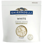 Ghirardelli premium white coating wafers in a resealable 5lb bag for steady production.