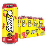 Ghost Energy Sour Patch Kids Redberry can, 16oz, showing bold flavor and energy benefits