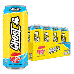 Ghost Energy Swedish Fish can front view for a smooth energy boost during study sessions.