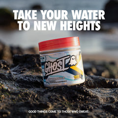 GHOST Hydration Lemon Crush powder scoop measuring a refreshing electrolyte mix.
