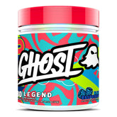 GHOST Legend blue raspberry tub showcasing premium pre-workout formula