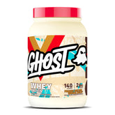 GHOST Whey Peanut Butter Cereal Milk front label shows 26g protein per serving for fueling workouts.