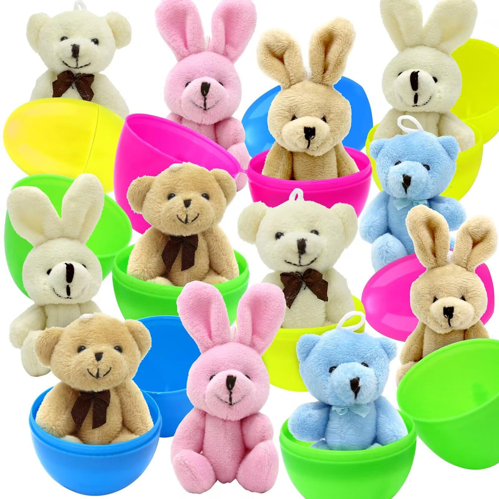 Giaueoa plush Easter eggs set with bunnies and bears, ready for gifting.