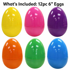 GiftExpress durable plastic 6-inch Easter eggs designed to withstand repeated hunts.