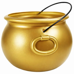 GiftExpress gold cauldron bucket with sturdy handle for St Patrick's Day decor