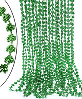 GiftExpress green shamrock necklace closeup shows vibrant 33-inch beads for festive wear.