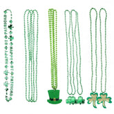 Giga Gud green shamrock beads necklace for St Patrick's Day party fun