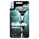 Gillette Mach3 handle balance closeup for controlled, comfortable shaves.