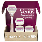 Gillette Venus ComfortGlide with rose-gold handle offers a comfortable, close shave.
