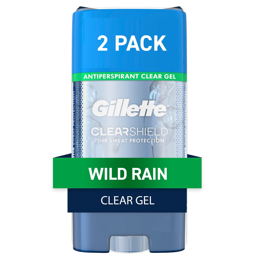 Gillette Wild Rain clear gel bottle for all-day freshness.