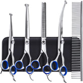 Gimars titanium-coated straight dog scissors for precise grooming cuts.