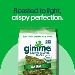GimMe Seaweed crisp close-up highlights premium organic sheets.