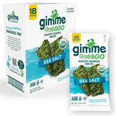gimMe Seaweed Grab & Go sea salt packaging showing trayless convenience for on-the-go snacking