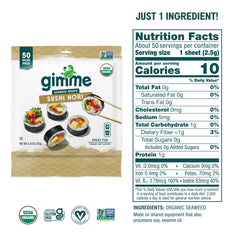 GimMe Seaweed Nori pack on counter; easy kitchen staple for rolls and snacks.