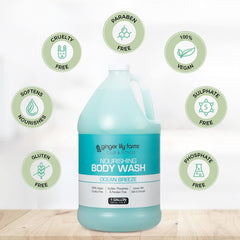 Ginger Lily Farms Club and Fitness Ocean Breeze foam lather in the shower