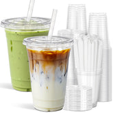 Ginkgo 24oz clear cups showcase vibrant drinks for cafes and events.