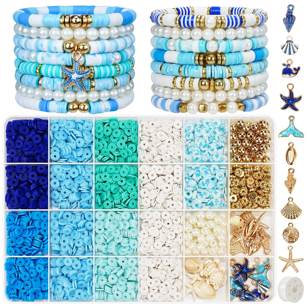 Gionlion blue winter clay beads for bracelets, ideal for elegant DIY jewelry