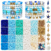 Gionlion blue winter clay beads for bracelets, ideal for elegant DIY jewelry