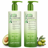 Giovanni 2Chic Ultra-Moist shampoo bottle pour demonstrates easy cleansing.