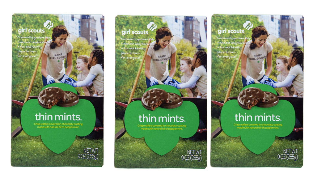 Girl Scout Thin Mints 3-box pack for sharing and gifting, crisp chocolate mint cookies