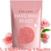 GIRLEARLE hard wax beads with rose oil close-up for gentle hair removal.