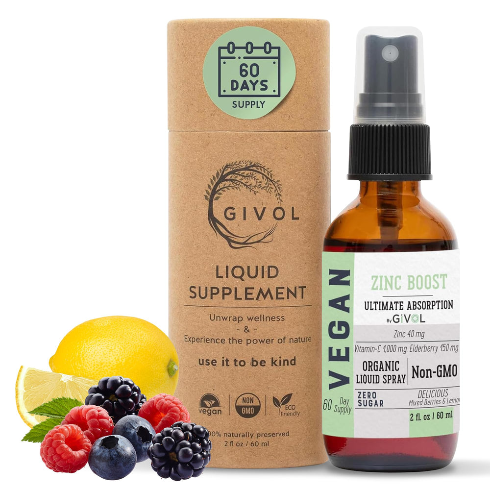 GIVOL Organic Zinc Boost Mist bottle front view for easy daily use.